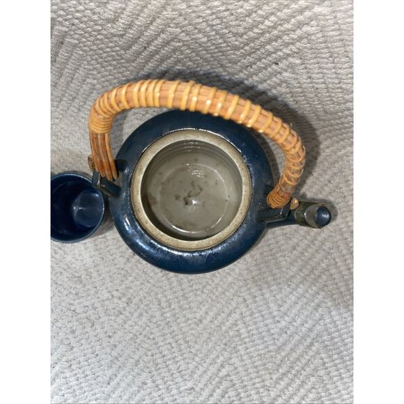 Vintage Otagiri OMC Stoneware Saki Cups Teapot Set of 4 Missing Top - Picture 5 of 12